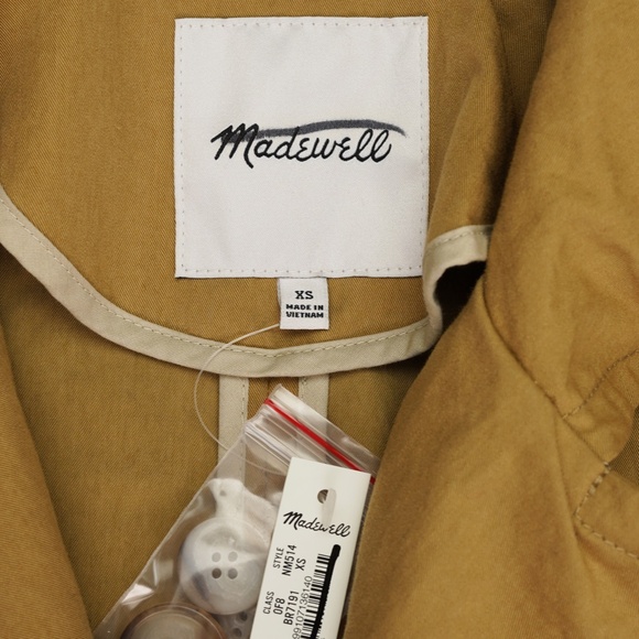 MADEWELL Size XS The Signature Trench Coat in Dark Khaki $218 NM514 - Picture 9 of 9